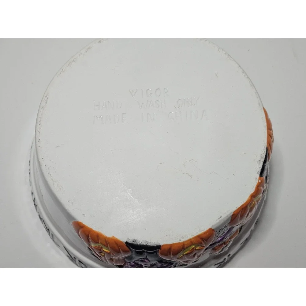 Vigor Halloween Ceramic Candy Bowl Trick or Treat Pumpkin Ghost Cat Scarecrow